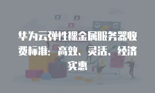 华为云弹性裸金属服务器收费标准：高效、灵活、经济实惠