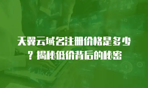 天翼云域名注册价格是多少？揭秘低价背后的秘密