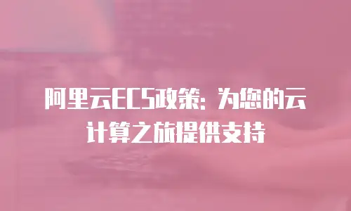 阿里云ECS政策: 为您的云计算之旅提供支持