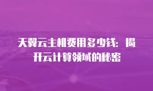 天翼云主机费用多少钱：揭开云计算领域的秘密