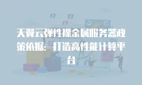 天翼云弹性裸金属服务器政策依据：打造高性能计算平台