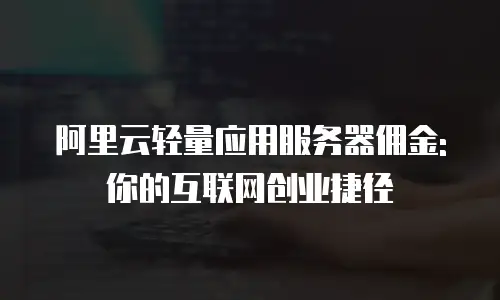 阿里云轻量应用服务器佣金: 你的互联网创业捷径