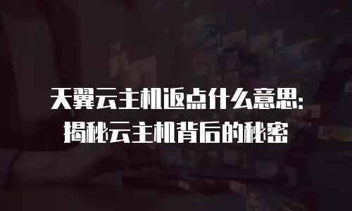 天翼云主机返点什么意思：揭秘云主机背后的秘密