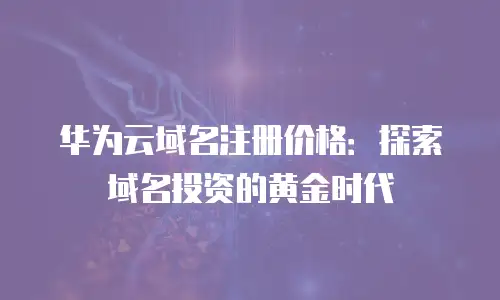 华为云域名注册价格：探索域名投资的黄金时代