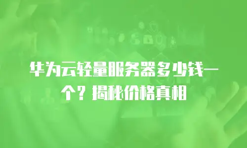 华为云轻量服务器多少钱一个？揭秘价格真相