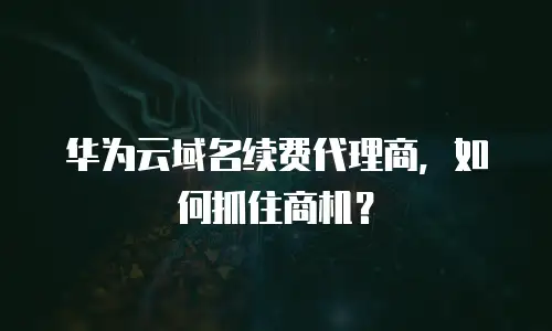 华为云域名续费代理商，如何抓住商机？