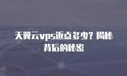 天翼云vps返点多少？揭秘背后的秘密