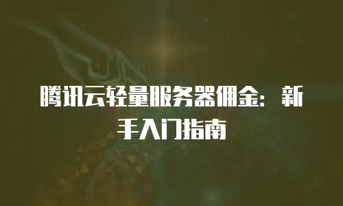腾讯云轻量服务器佣金：新手入门指南