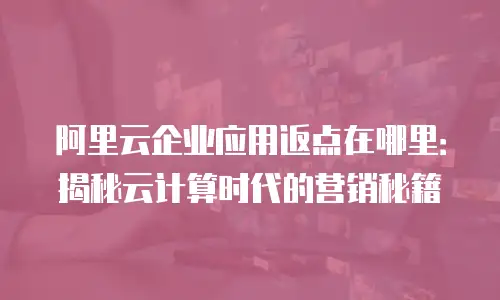 阿里云企业应用返点在哪里：揭秘云计算时代的营销秘籍