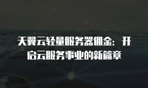 天翼云轻量服务器佣金：开启云服务事业的新篇章
