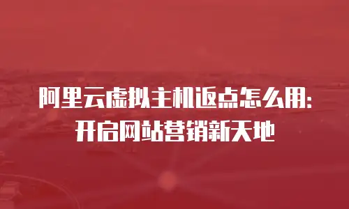 阿里云虚拟主机返点怎么用：开启网站营销新天地