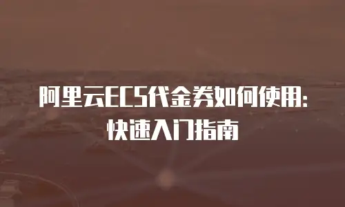 阿里云ECS代金券如何使用：快速入门指南