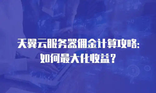 天翼云服务器佣金计算攻略：如何最大化收益？