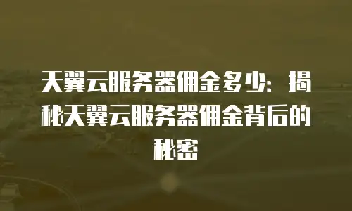 天翼云服务器佣金多少：揭秘天翼云服务器佣金背后的秘密