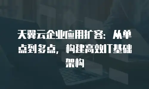 天翼云企业应用扩容：从单点到多点，构建高效IT基础架构