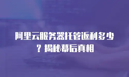 阿里云服务器托管返利多少？揭秘幕后真相