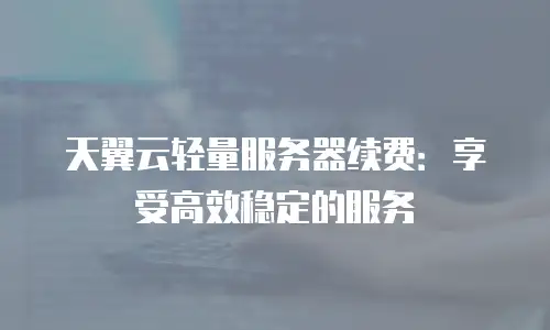 天翼云轻量服务器续费：享受高效稳定的服务