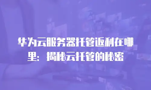 华为云服务器托管返利在哪里：揭秘云托管的秘密