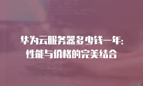 华为云服务器多少钱一年：性能与价格的完美结合