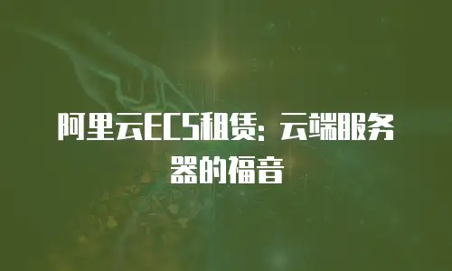 阿里云ECS租赁: 云端服务器的福音
