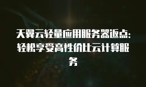 天翼云轻量应用服务器返点：轻松享受高性价比云计算服务