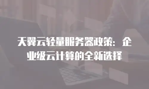 天翼云轻量服务器政策：企业级云计算的全新选择