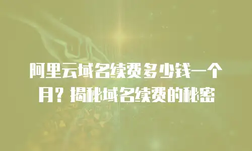 阿里云域名续费多少钱一个月？揭秘域名续费的秘密