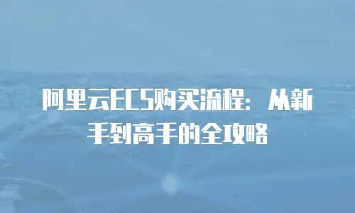 阿里云ECS购买流程：从新手到高手的全攻略