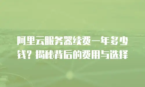 阿里云服务器续费一年多少钱？揭秘背后的费用与选择