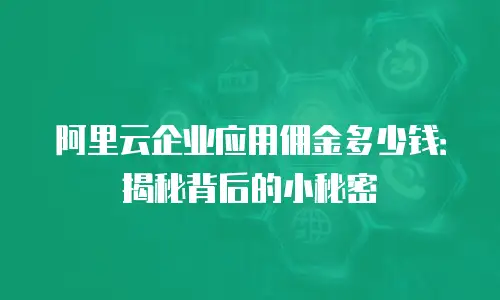 阿里云企业应用佣金多少钱：揭秘背后的小秘密
