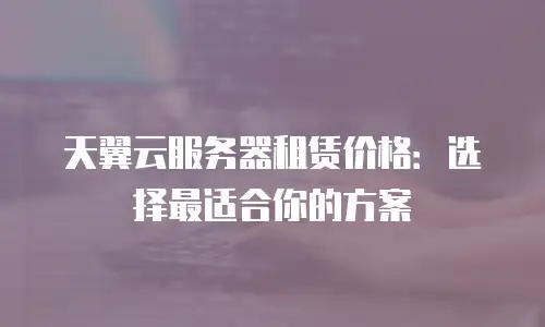 天翼云服务器租赁价格：选择最适合你的方案