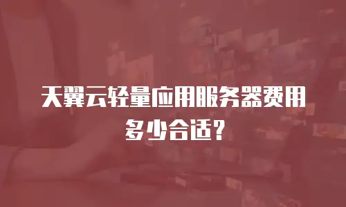 天翼云轻量应用服务器费用多少合适？