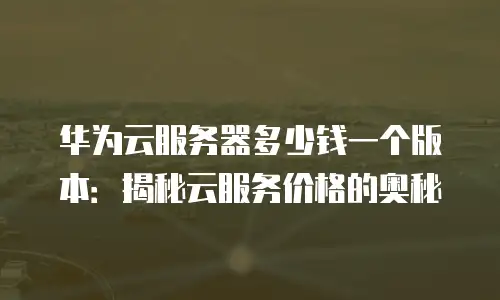 华为云服务器多少钱一个版本：揭秘云服务价格的奥秘