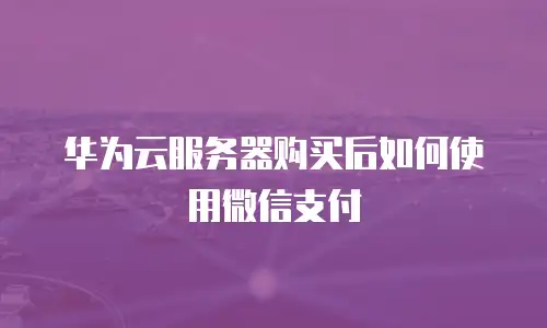 华为云服务器购买后如何使用微信支付