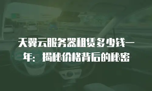 天翼云服务器租赁多少钱一年：揭秘价格背后的秘密