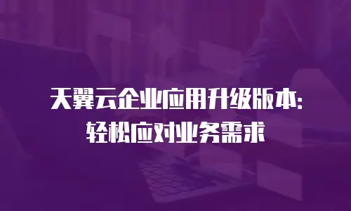 天翼云企业应用升级版本：轻松应对业务需求
