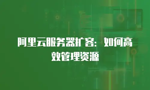 阿里云服务器扩容：如何高效管理资源