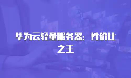 华为云轻量服务器：性价比之王