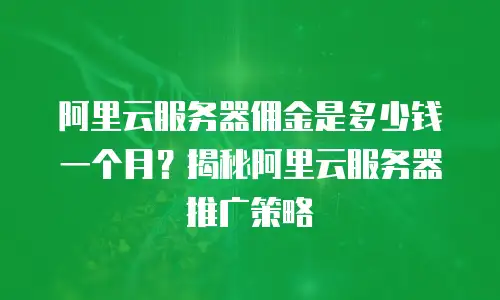阿里云服务器佣金是多少钱一个月？揭秘阿里云服务器推广策略