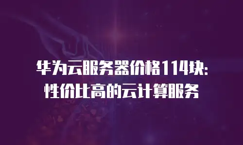 华为云服务器价格114块：性价比高的云计算服务