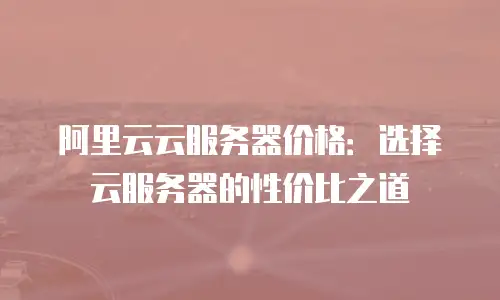 阿里云云服务器价格：选择云服务器的性价比之道