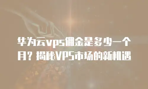 华为云vps佣金是多少一个月？揭秘VPS市场的新机遇