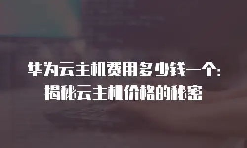 华为云主机费用多少钱一个：揭秘云主机价格的秘密