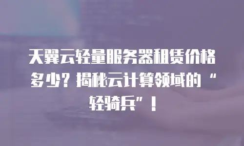 天翼云轻量服务器租赁价格多少？揭秘云计算领域的“轻骑兵”!