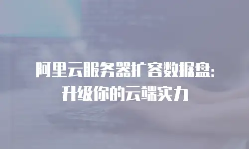 阿里云服务器扩容数据盘：升级你的云端实力