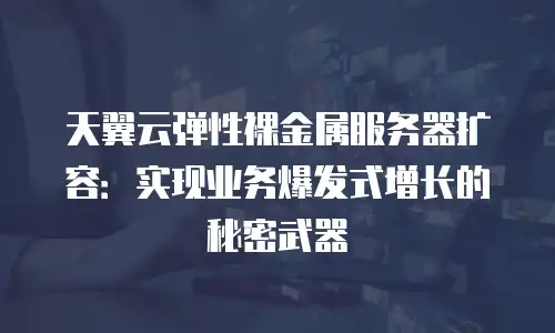天翼云弹性裸金属服务器扩容：实现业务爆发式增长的秘密武器