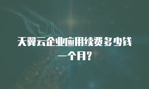 天翼云企业应用续费多少钱一个月？
