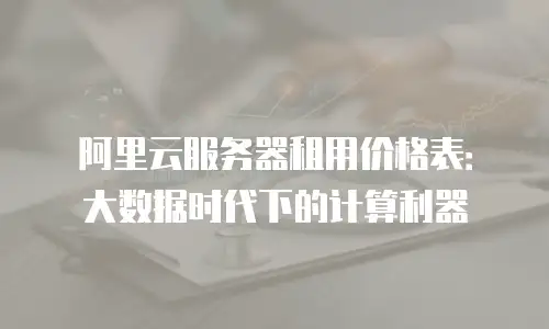 阿里云服务器租用价格表：大数据时代下的计算利器