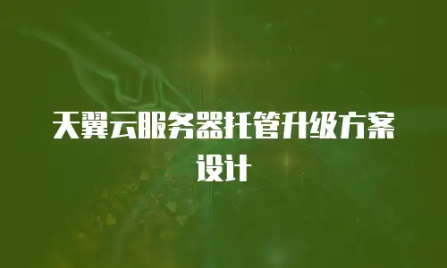 天翼云服务器托管升级方案设计