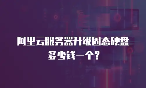 阿里云服务器升级固态硬盘多少钱一个？